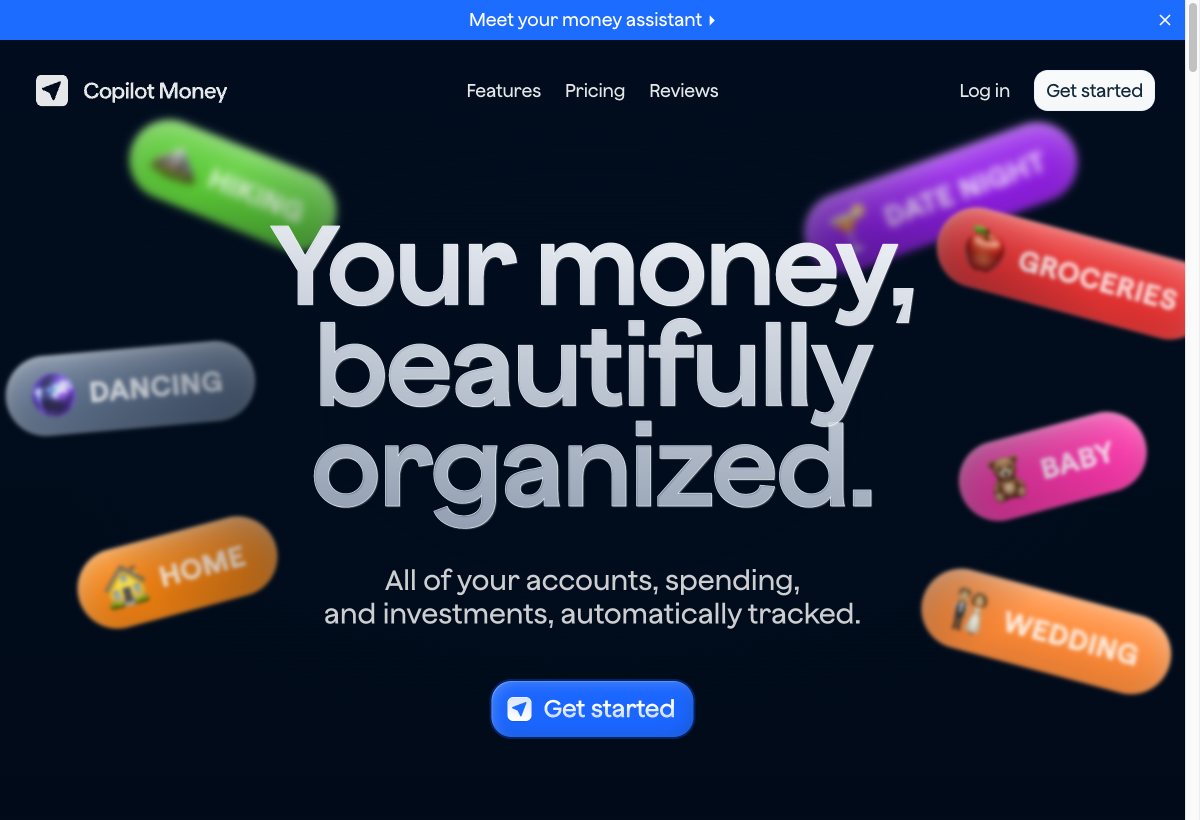 Copilot Money landing page