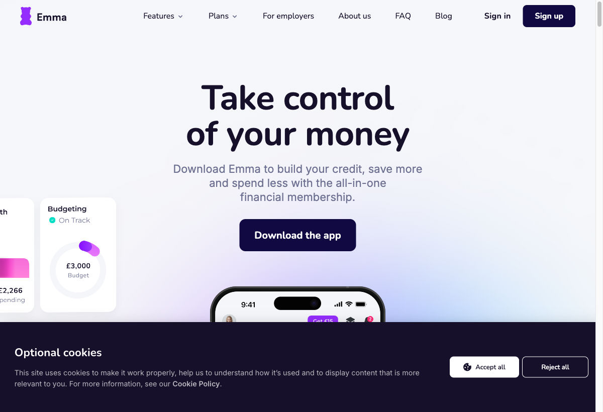 Emma landing page