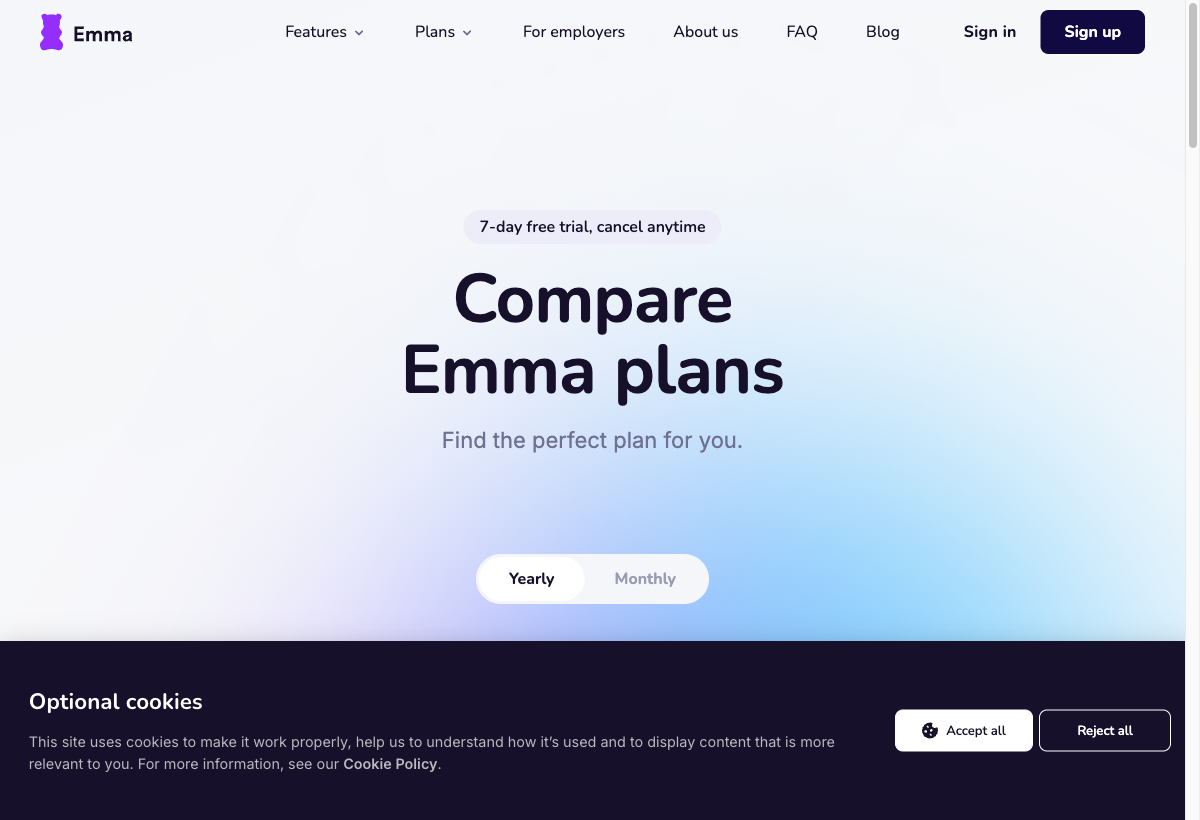 Emma plans page