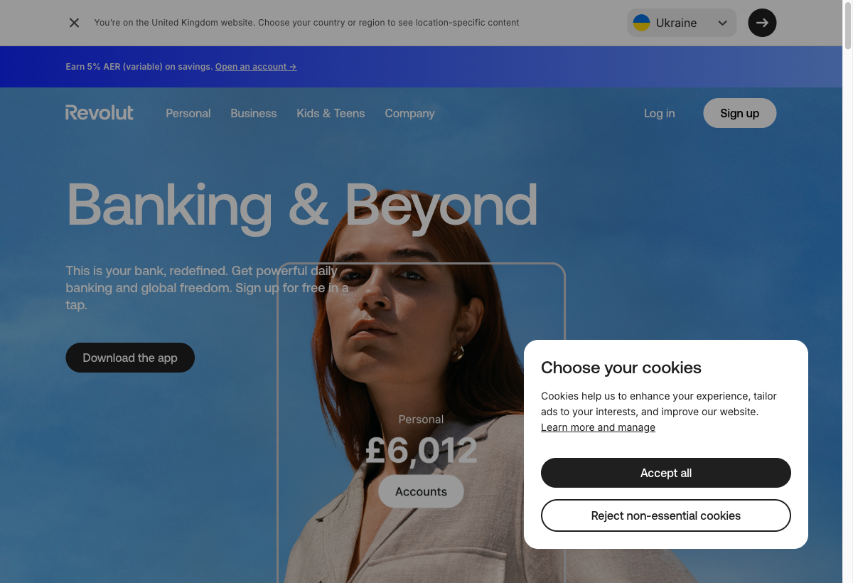 Revolut landing page