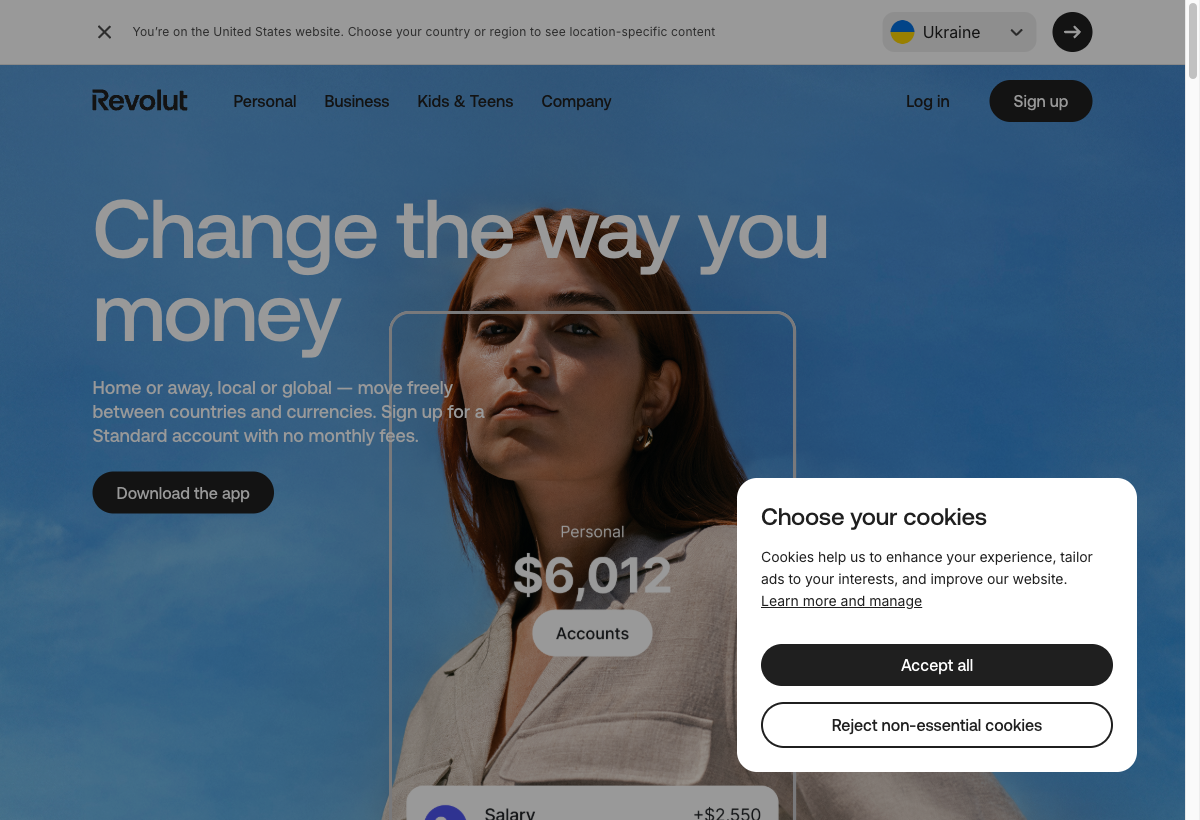 Revolut US landing