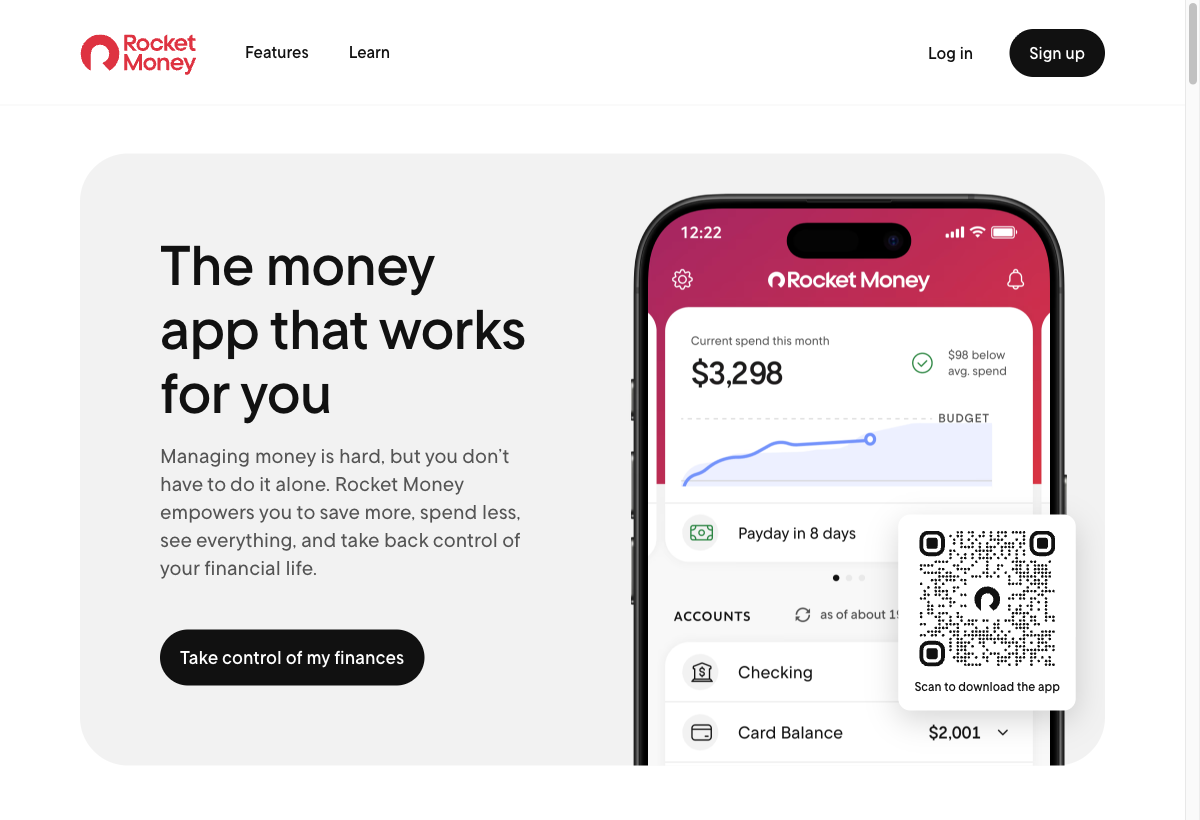 Rocket Money landing page