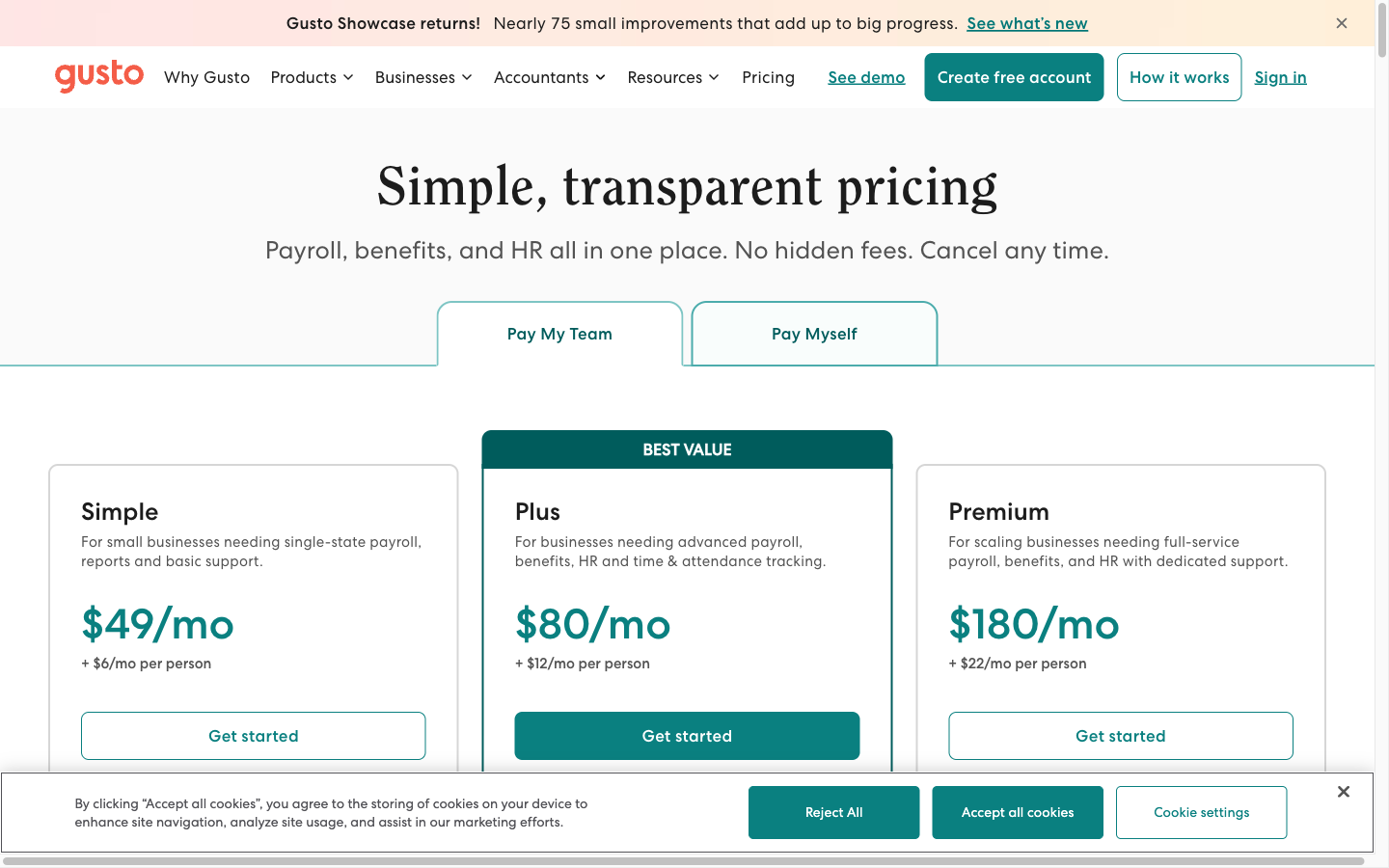 Gusto pricing