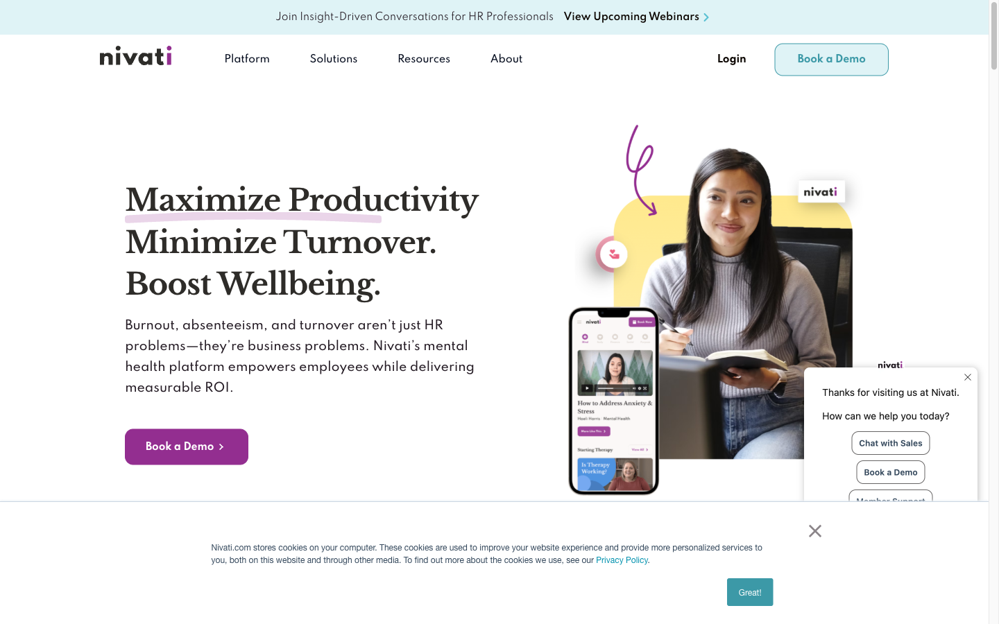 Nivati homepage