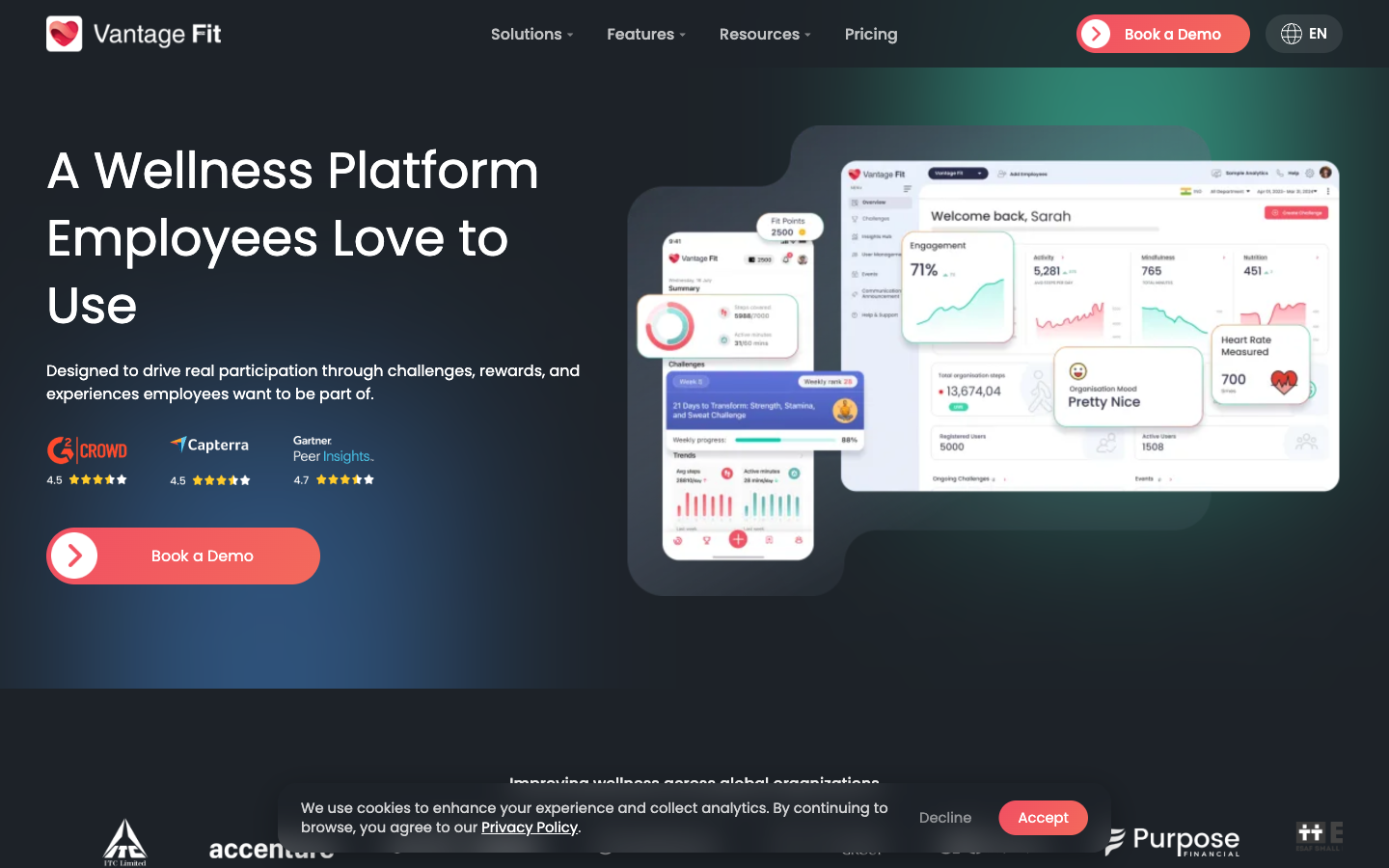 Vantage Fit homepage