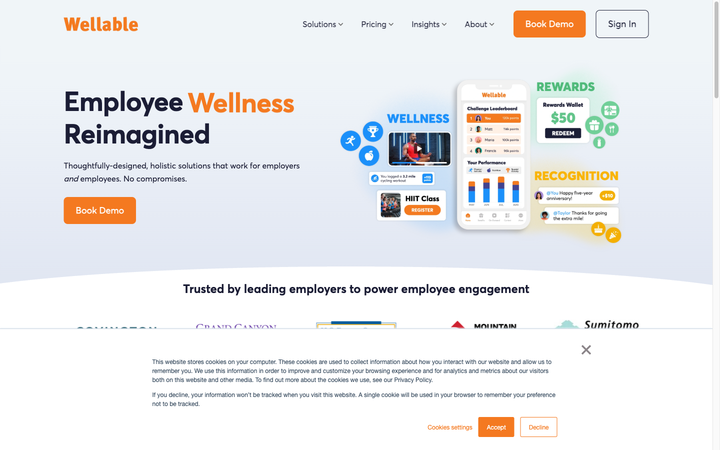 Wellable homepage