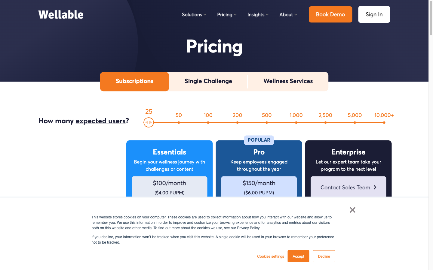 Wellable pricing