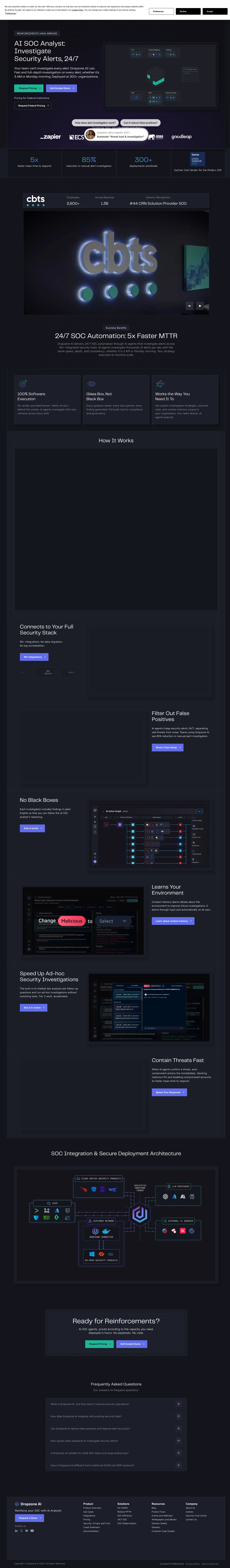 Dropzone AI SOC analyst page