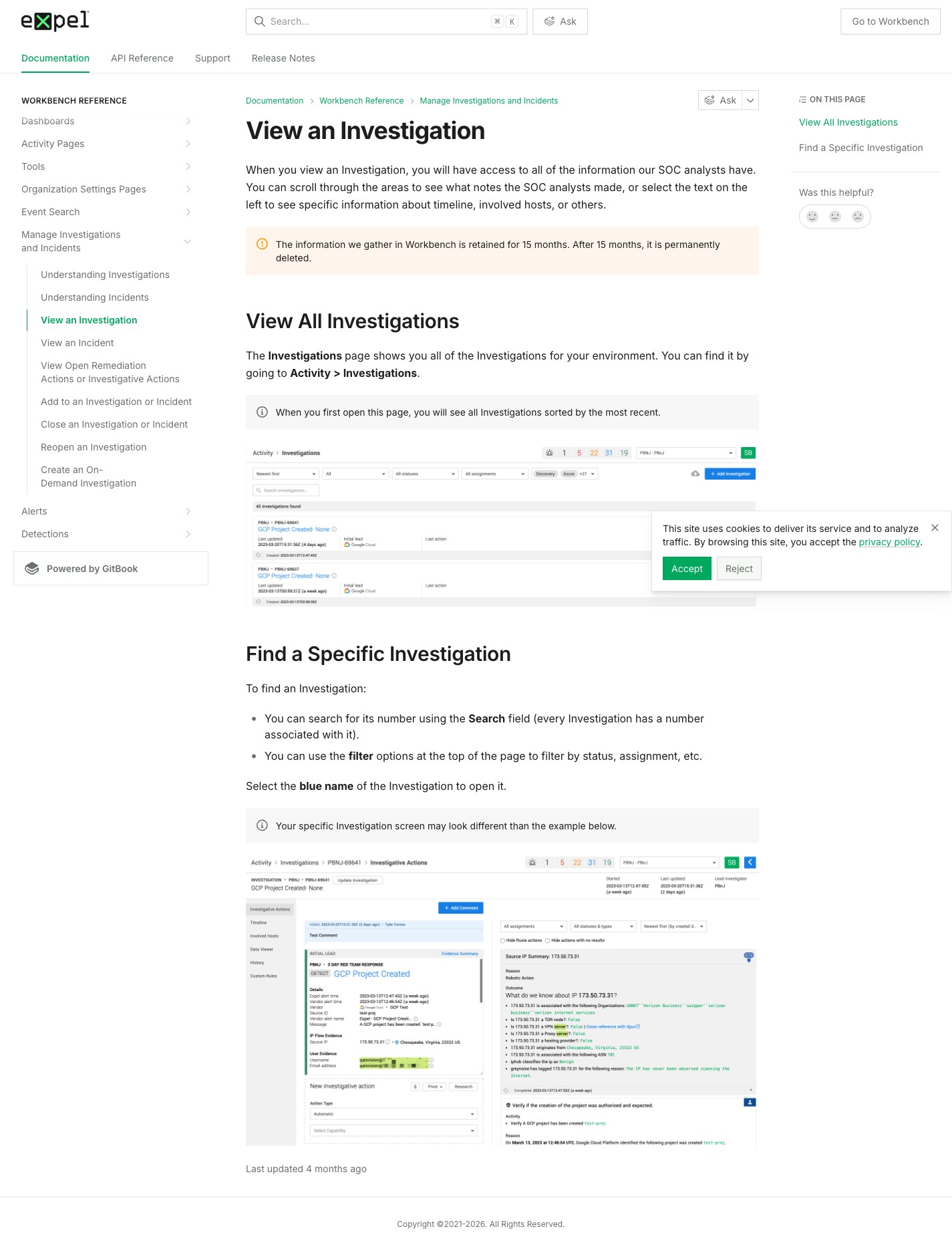 Expel Workbench investigation screen