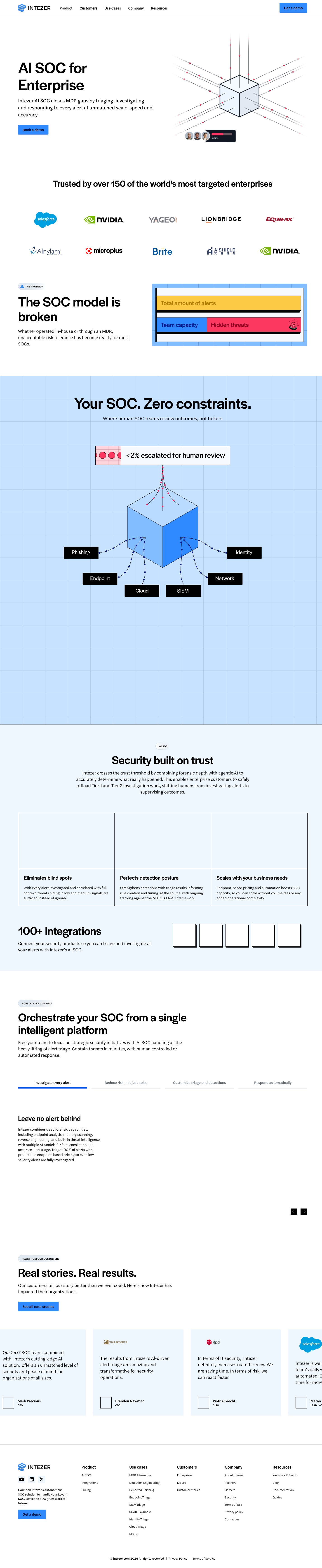 Intezer AI SOC page
