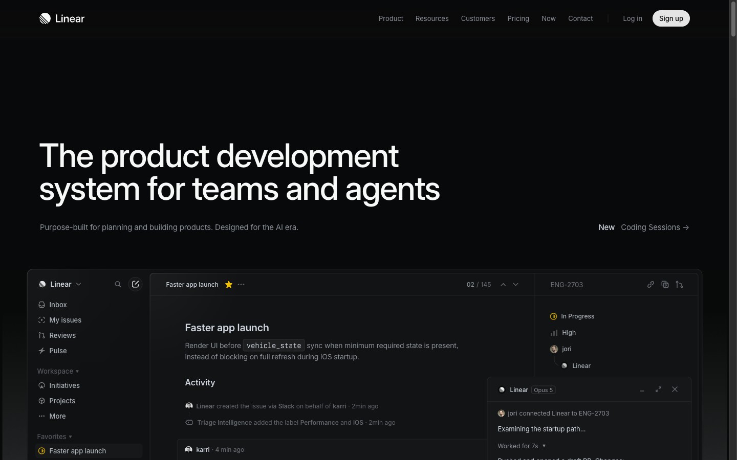 Linear home page