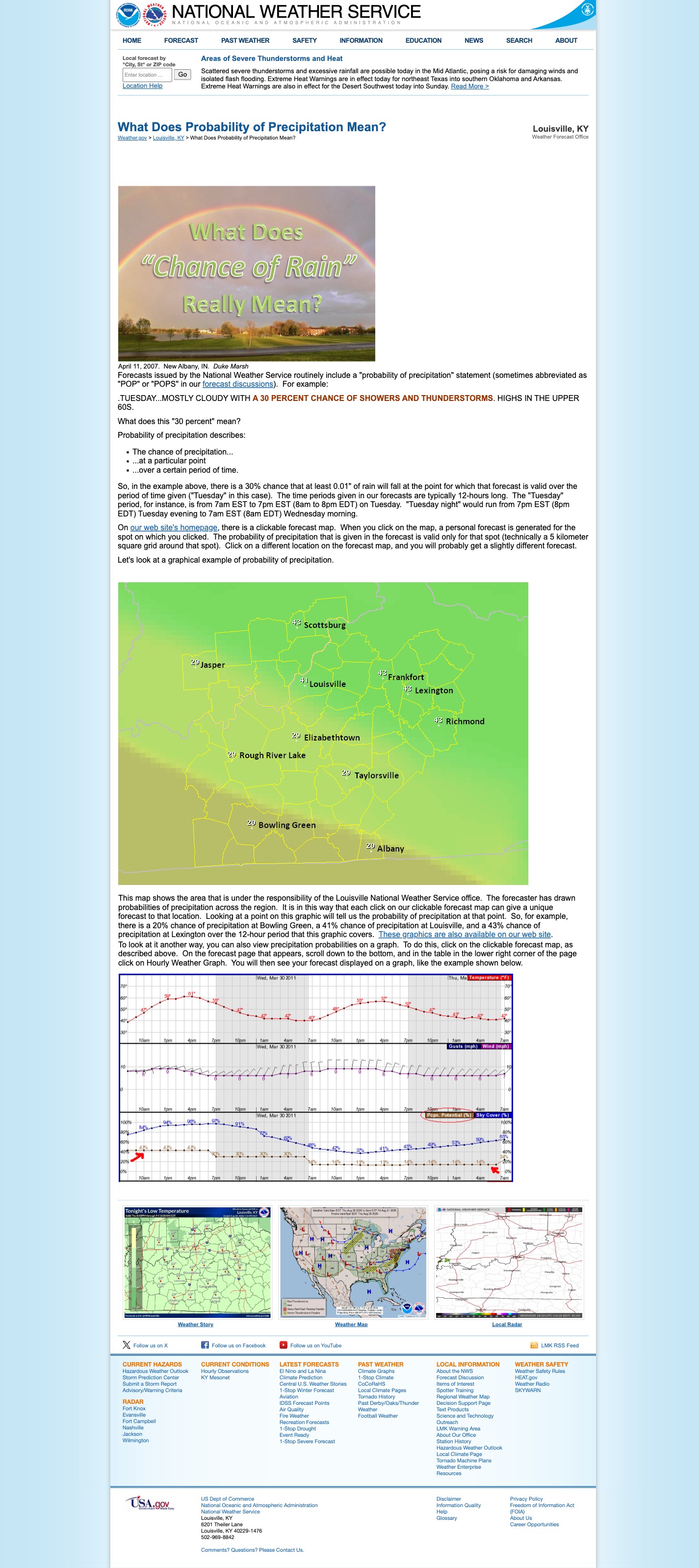 National Weather Service page on probability of precipitation