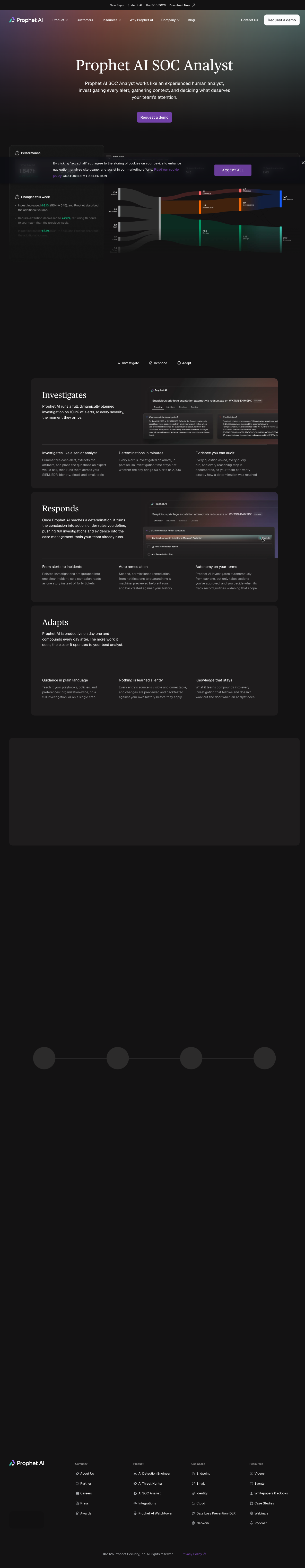 Prophet Security AI SOC analyst page, read 2026-08-23