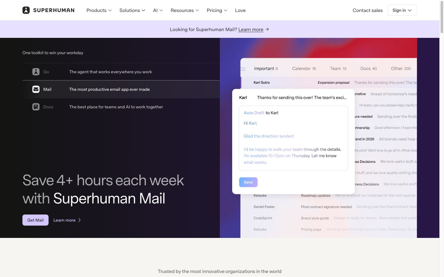 Superhuman home page