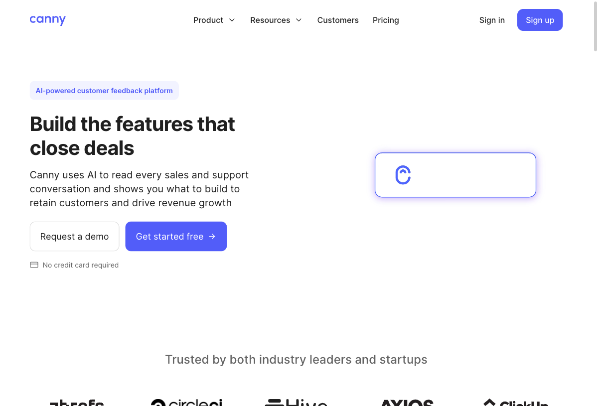 Canny homepage