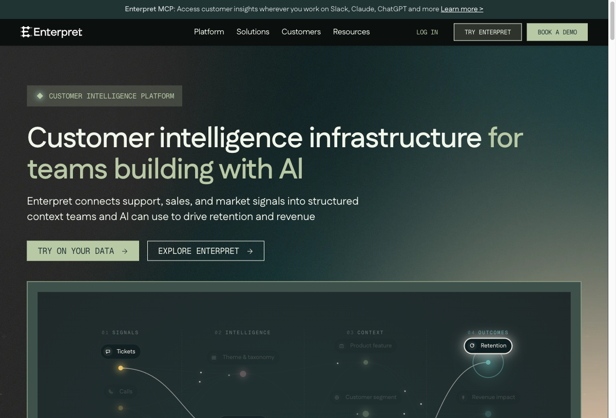 Enterpret homepage