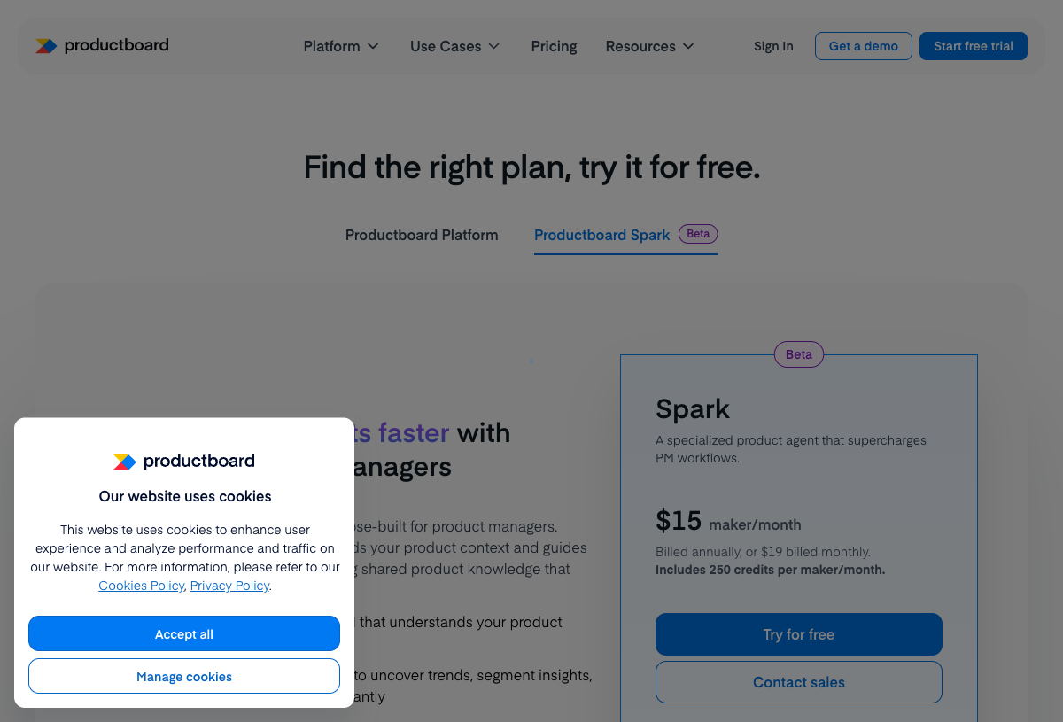 Productboard pricing