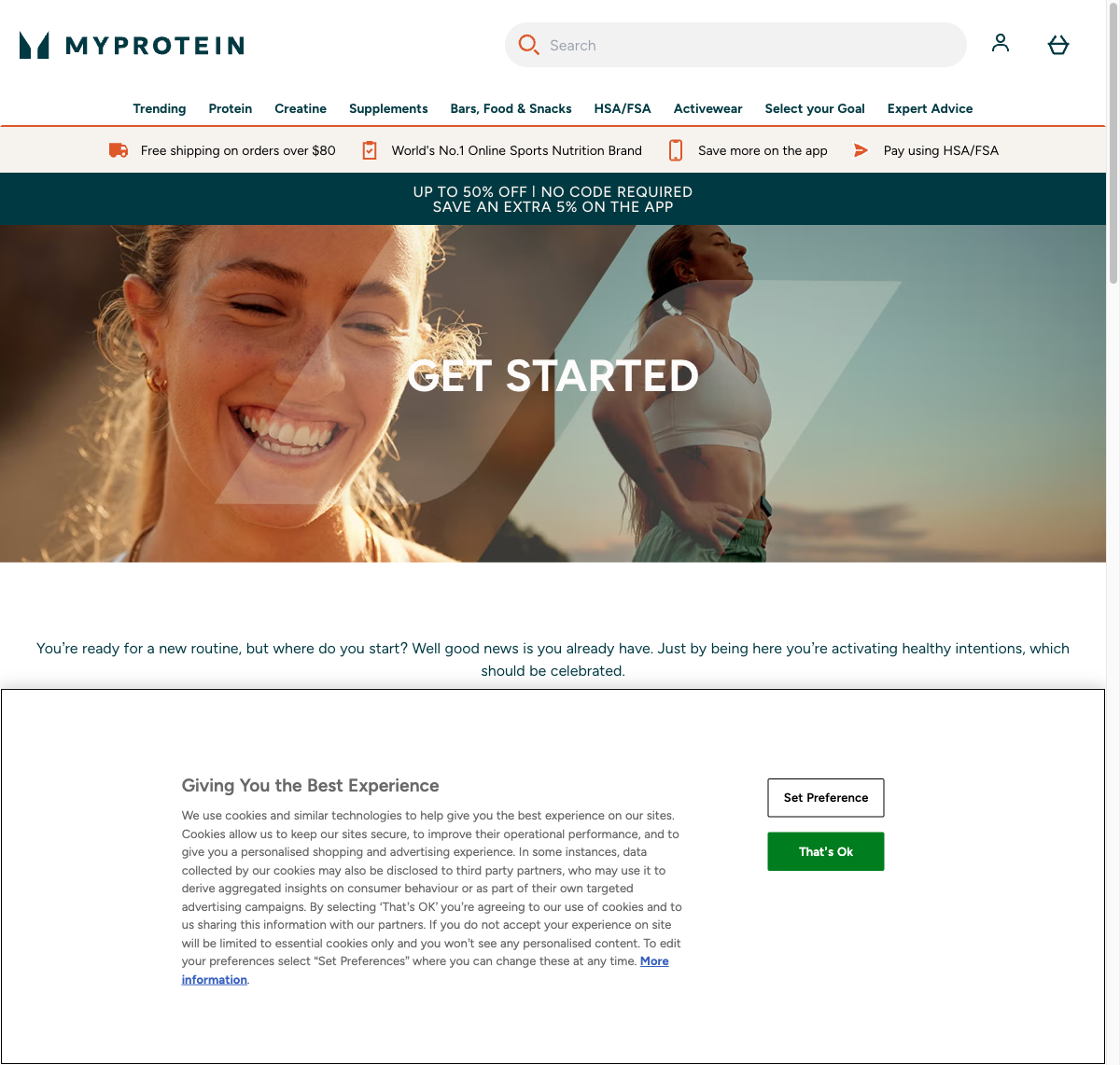Myprotein goal selector